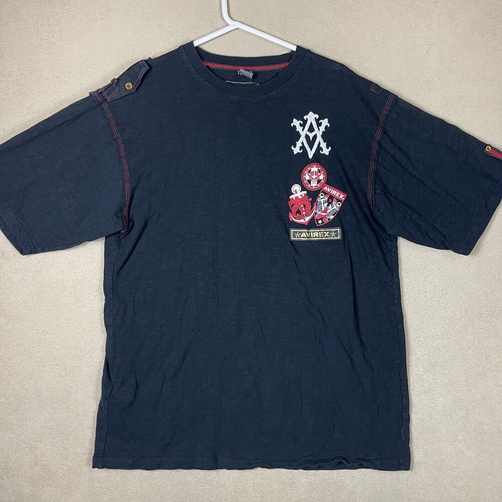 Avirex Shirt Adult XXL Black Classics T-Shirt Short Sleeve Print Mens